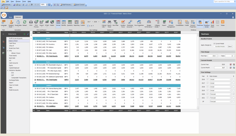 screenshot of GIDE Financial Modelling Suite